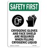 Signmission OSHA Sign, Cryogenic Gloves And W/ Symbol, 24in X 18in Rigid Plastic, 18" W, 24" H, Portrait OS-SF-P-1824-V-11058